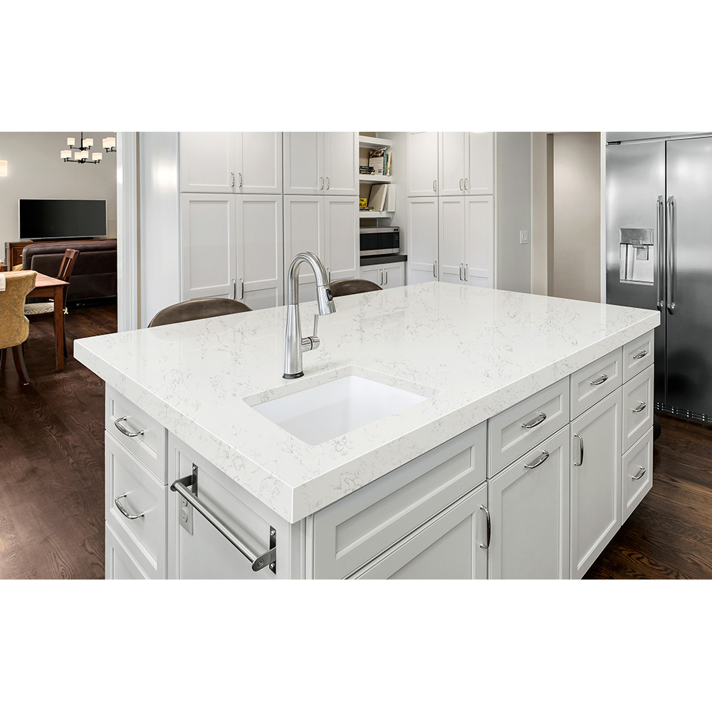 White Carrara Engineered Quartz Stone For Kitchen Countertops