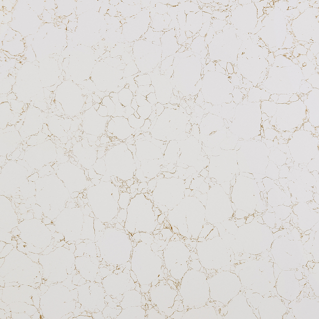 Carrara Gold Engineered Quartz Stone Slab with Gold Veins for Countertops and Worktops