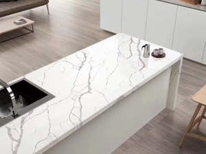 Composite Material Calacata White Countertops Book Matched Quartz Slab for Interior Decoration