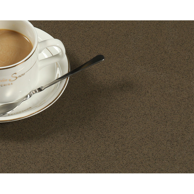 China Brown Quartz Stone Slabs For Bathroom With Oak Cabinets