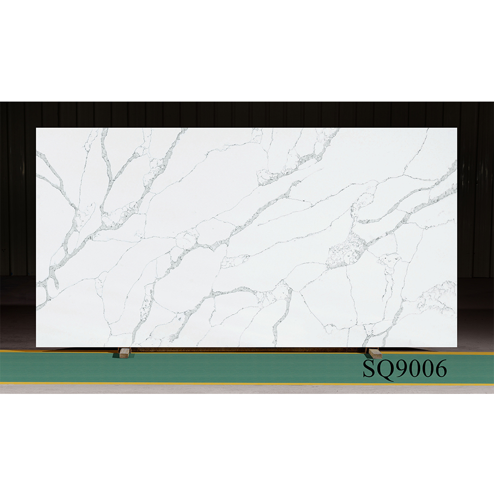 China Good Quality Artificial Stone Polished Calacatta Quartz Stone Countertop with SGS