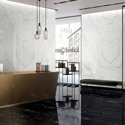 Low Silica Quartz Artificial Quartz Stone Slab Factory White Calacatta for Kitchen Countertops