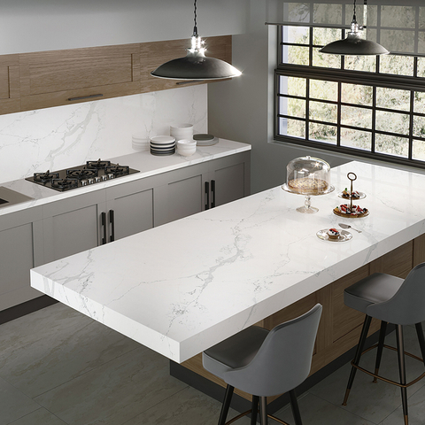 Extra Large Calacatta White Quartz Slabs For Decoration