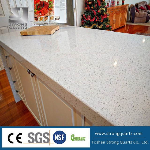 Artificial Grain Quartz Stone Slab with White Color for Project Countertops