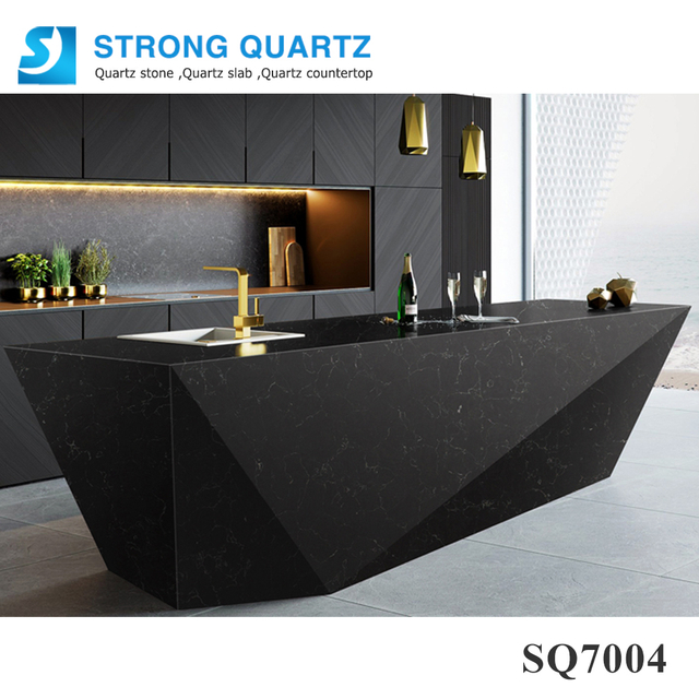 Marble Looks Carrara Black Quartz Stone 3200x1600mm for Office Furniture/Office Desk/Meeting Table/Reception Counter