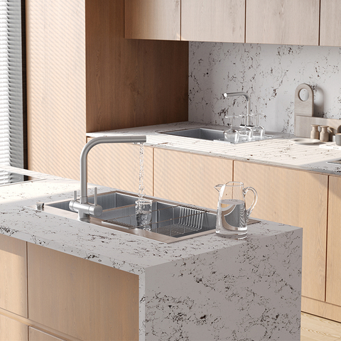 Fábrica de piedra de cuarzo artificial de cuarzo bajo de sílice para encimeras de cocina Stone Stone Counetop Marfle Look Slabs de piedra de cuarzo
