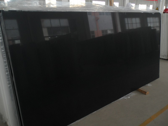 Pure Black Zero silica Quartz Stone Slab for Kitchen and Bathroom Design